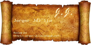 Jerger Júlia névjegykártya